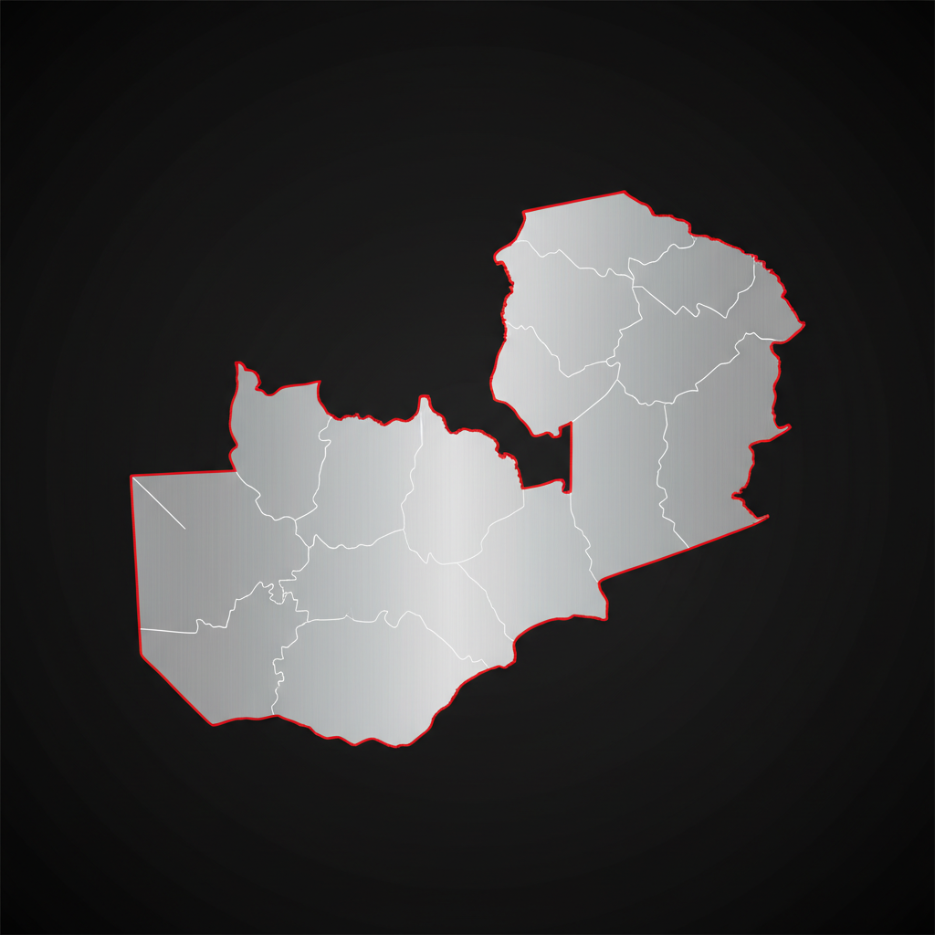Map of Zambia — ten provinces